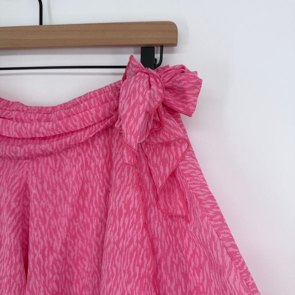 Aerie Pink Chiffon Wrap Mini Skirt Flowy Tiered New Womens Medium - Picture 6 of 11
